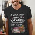 Woman Cannot Survive On Books Alone She Also Needs Yarn Men's V-Neck T-Shirt