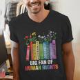 Women Floral Book Big Fan Of Human Rights Liberal Protest Men's V-Neck T-Shirt
