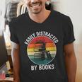Women's Easily Distracted By Books Men's V-Neck T-Shirt