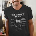 Women's The Reader’s Brain Book Lover Reading Diagram Graphic Men's V-Neck T-Shirt