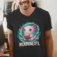 Women's Readsolotl Kawaii Axolotl Reading Book Lover Men's V-Neck T-Shirt Women's Readsolotl Kawaii Axolotl Reading Book Lover Men's V-Neck T-Shirt