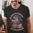 In A World Of Bookworms Be A Book Dragon Men's V-Neck T-Shirt In A World Of Bookworms Be A Book Dragon Men's V-Neck T-Shirt