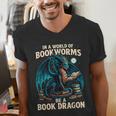 In a World Of Bookworms Be a Book Dragon Reading Men's V-Neck T-Shirt