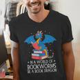 In A World Full Of Bookworms Be A Book Dragon Reading Men's V-Neck T-Shirt
