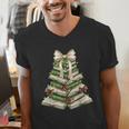 Xmas Tree Books Merry Christmas Coquette Bow Teacher Holiday Men's V-Neck T-Shirt Xmas Tree Books Merry Christmas Coquette Bow Teacher Holiday Men's V-Neck T-Shirt