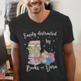Yarn Quote Easily Distracted By Books And Yarn Reader Men's V-Neck T-Shirt
