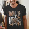 Zoo Animals Wild About Reading Books Reader Lover Librarian Men's V-Neck T-Shirt Zoo Animals Wild About Reading Books Reader Lover Librarian Men's V-Neck T-Shirt
