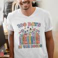 100 Days In The Books Reading Teacher 100th Day Of School Men's V-Neck T-Shirt 100 Days In The Books Reading Teacher 100th Day Of School Men's V-Neck T-Shirt