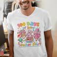 100th Day Of School Teacher 100 Days Coffee Books Men's V-Neck T-Shirt 100th Day Of School Teacher 100 Days Coffee Books Men's V-Neck T-Shirt