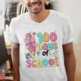 100th Day Of School Teacher Books 100 Days Of School Women Men's V-Neck T-Shirt 100th Day Of School Teacher Books 100 Days Of School Women Men's V-Neck T-Shirt