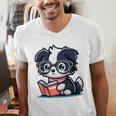 Adorable Book Lover Border Collie With Reading Glasses Cute Raglan Baseball Tee Men's V-Neck T-Shirt Adorable Book Lover Border Collie With Reading Glasses Cute Raglan Baseball Tee Men's V-Neck T-Shirt