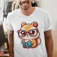 Adorable Book Lover Chipmunk With Reading Glasses Cute Premium Men's V-Neck T-Shirt Adorable Book Lover Chipmunk With Reading Glasses Cute Premium Men's V-Neck T-Shirt
