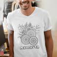 Adult Coloring Book Namaste Yoga Flowers Men's V-Neck T-Shirt Adult Coloring Book Namaste Yoga Flowers Men's V-Neck T-Shirt