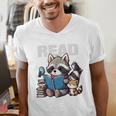 Animals Raccoon Reading Book Librarian Across America Kids Men's V-Neck T-Shirt