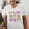 Apple Coquette Bow Books First Day Of School Back To School Men's V-Neck T-Shirt