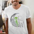 Astronaut Reading Book To Alien Moon Space Women Kids Men Premium Tri-Blend Men's V-Neck T-Shirt