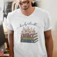 Barely Tolerable Book Lover Floral Quote Pride And Prejudice Men's V-Neck T-Shirt Barely Tolerable Book Lover Floral Quote Pride And Prejudice Men's V-Neck T-Shirt