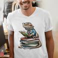 Bearded Dragon Reading Books Matching Bookworm Librarian Men's V-Neck T-Shirt