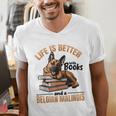 Belgian Malinois Dog Breed Life Is Better With Books And a Men Women Kids Men's V-Neck T-Shirt