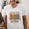 Boho Floral Book Big Fan Of Human Rights Liberal Protest Men's V-Neck T-Shirt