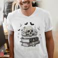 Boo Skeleton Skull Books Halloween Women School Teacher Kid Premium Men's V-Neck T-Shirt Boo Skeleton Skull Books Halloween Women School Teacher Kid Premium Men's V-Neck T-Shirt