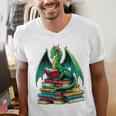 Book Dragon Reading Books Men's V-Neck T-Shirt