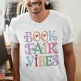 Book Fair Vibes Groovy Retro Reading Men's V-Neck T-Shirt