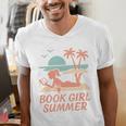 Book Girl Summer Book Reading Retro Sunset Men's V-Neck T-Shirt Book Girl Summer Book Reading Retro Sunset Men's V-Neck T-Shirt