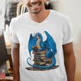 Book Lover Bookworm Reading Books Dragon Premium Tri-Blend Men's V-Neck T-Shirt