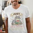 Book Lover Cute Cat Coffee Just 1 More Chapter Cozy Reading Men's V-Neck T-Shirt Book Lover Cute Cat Coffee Just 1 More Chapter Cozy Reading Men's V-Neck T-Shirt