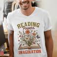 Book Lover Reading Bookish Floral Reading Powers Imagination Men's V-Neck T-Shirt Book Lover Reading Bookish Floral Reading Powers Imagination Men's V-Neck T-Shirt