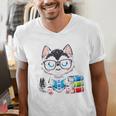 Book Lover Reading Husky Dog Men's V-Neck T-Shirt