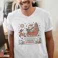 Book Lovers Winter Sleighing Through Stories Tee Premium Tri-Blend Men's V-Neck T-Shirt