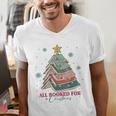 All Booked For Christmas Book Christmas Tree Lights Bookish Men's V-Neck T-Shirt All Booked For Christmas Book Christmas Tree Lights Bookish Men's V-Neck T-Shirt