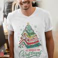 All Booked For Christmas Book Xmas Tree Lights Reading Girly Men's V-Neck T-Shirt
