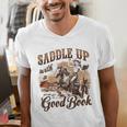 Bookish Retro Western Cowgirl Texas Book Lover Novel Reader Men's V-Neck T-Shirt Bookish Retro Western Cowgirl Texas Book Lover Novel Reader Men's V-Neck T-Shirt