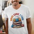 “Books Coffee & Yarn Enthusiast Cozy Reader Men's V-Neck T-Shirt