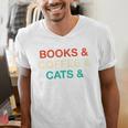 Books Coffee Cats Social Justice Men's V-Neck T-Shirt Books Coffee Cats Social Justice Men's V-Neck T-Shirt