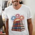 Books Fireworks 4th Of July Bookworm Patriotic Reader Men's V-Neck T-Shirt Books Fireworks 4th Of July Bookworm Patriotic Reader Men's V-Neck T-Shirt