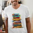 Books Painting Colorful Art Abstract Graphic Books Men's V-Neck T-Shirt