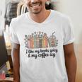 I Like My Books Spicy & My Coffee Icy Lover Bookworm Men's V-Neck T-Shirt