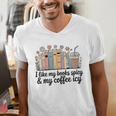I Like My Books Spicy & My Coffee Icy Lover Bookworm Premium Men's V-Neck T-Shirt