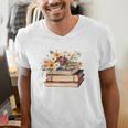 Booktrovert Vintage Wildflowers Books For Book Lovers Men's V-Neck T-Shirt