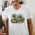 Botanical Garden Plants With Books Men's V-Neck T-Shirt