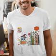 Carve Out Time To Read Halloween Ghost Books Raglan Baseball Tee Men's V-Neck T-Shirt