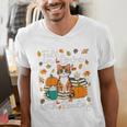 Cat Fall In Love With Reading Book Lover Autumn Men's V-Neck T-Shirt Cat Fall In Love With Reading Book Lover Autumn Men's V-Neck T-Shirt