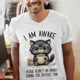 Cat Glasses Coffe Books I Am Awake Please Respect My Privacy Men's V-Neck T-Shirt
