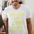 My Cat Guards My Mug And Book Humor Cats Premium Tri-Blend Men's V-Neck T-Shirt