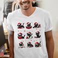Cat Reading Books Lover Christmas Cat Lover Xmas Men's V-Neck T-Shirt