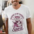 Cat Reading Is My Favorite Sport Retro Book Lover Men's V-Neck T-Shirt